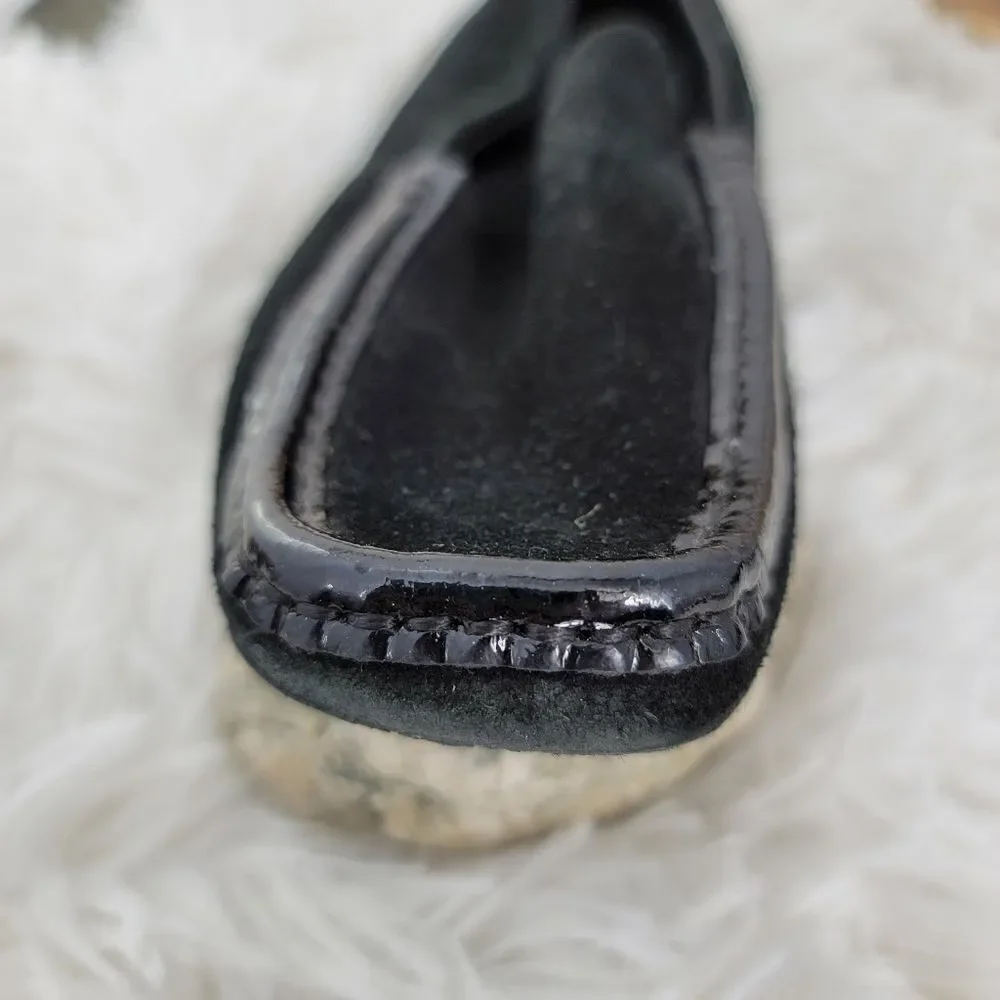 Cole haan black suede moccasin with patent trim